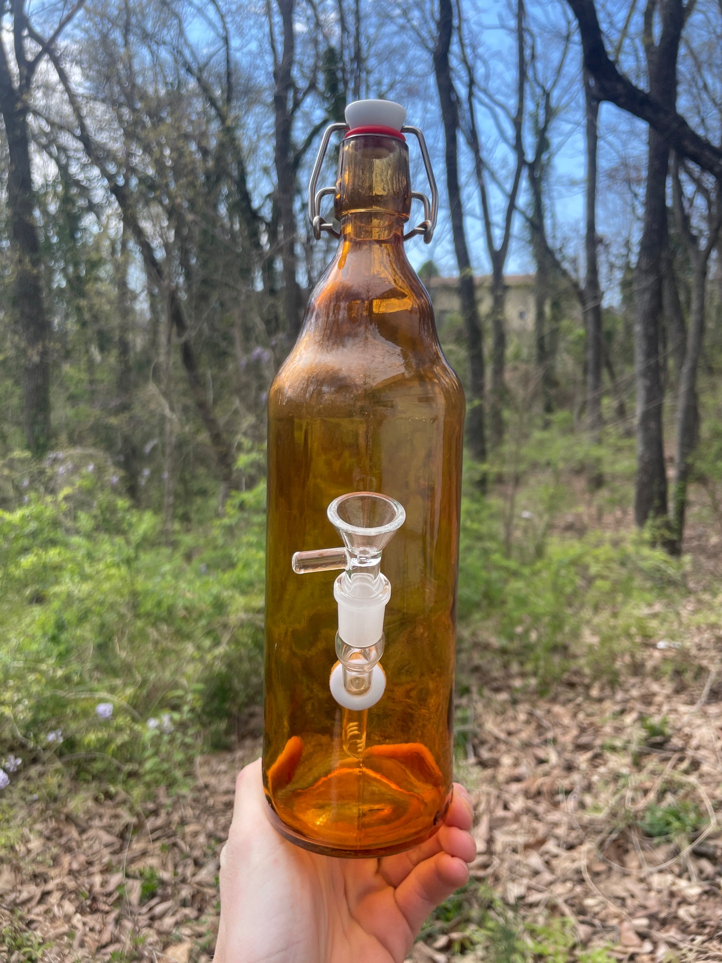 Amber Bottle Water Pipe With Lid!